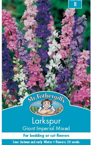 LARKSPUR, GIANT IMPERIAL MIXED, SEEDS, CODE B