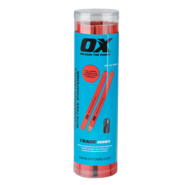 OX TRADE MEDIUM RED CARPENTERS PENCILS, 10 PACK