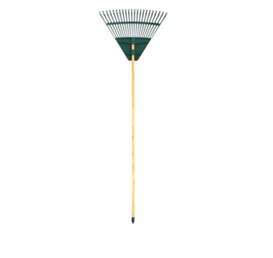 RAKE, PLASTIC LEAF, 44CM, TIMBER HANDLE