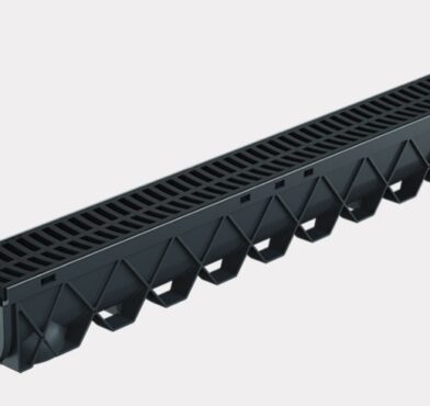 STORM DRAIN, 1MTR WITH BLACK STANDARD PLASTIC GRATE