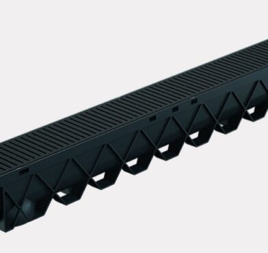 STORM DRAIN, 1MTR WITH BLACK HEALGUARD PLASTIC GRATE