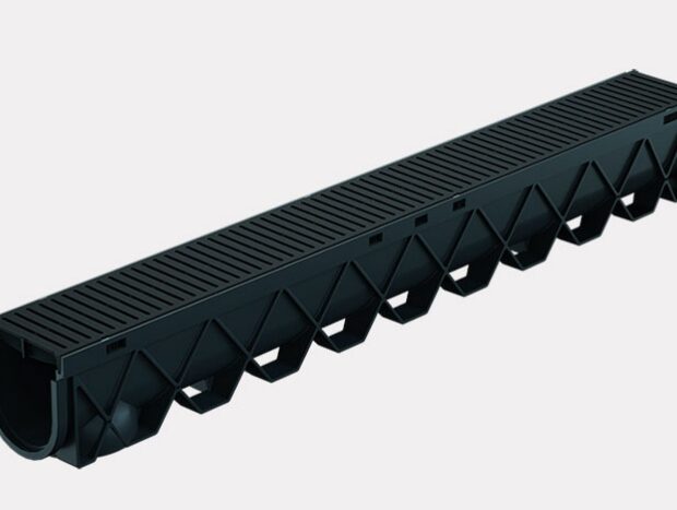 STORM DRAIN, 1MTR WITH BLACK HEALGUARD PLASTIC GRATE