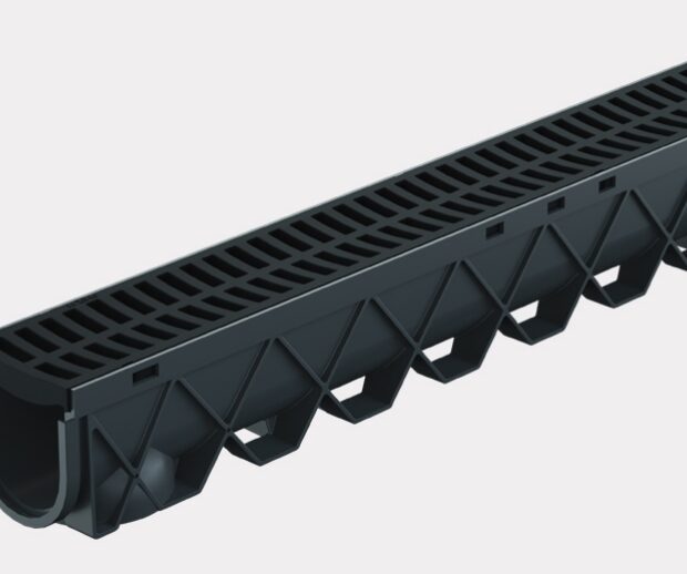 STORM DRAIN, 3MTR WITH BLACK STANDARD PLASTIC GRATE