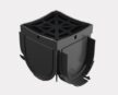 STORM DRAIN, 4 WAY ADAPTOR WITH BLACK STANDARD PLASTIC GRATE