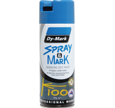 SPRAY & MARK, FLUORO BLUE, MARKING OUT PAINT, DY-MARK, 350GMS