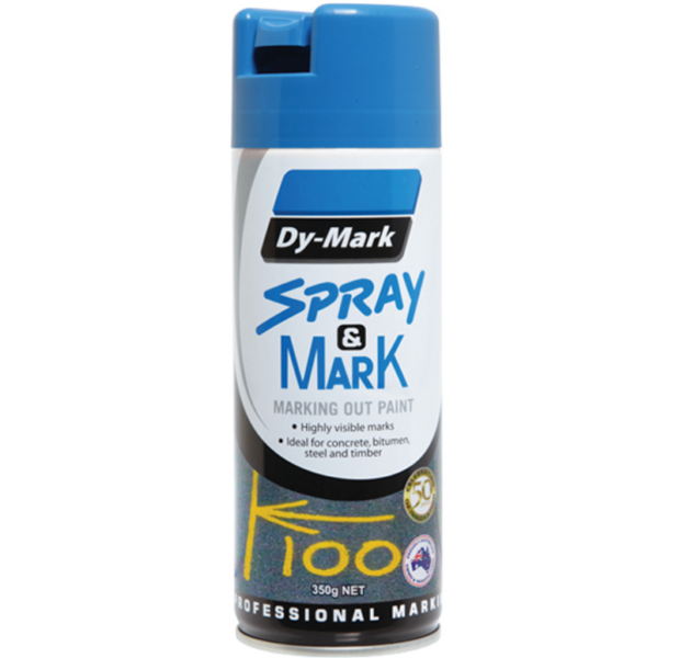 SPRAY & MARK, FLUORO BLUE, MARKING OUT PAINT, DY-MARK, 350GMS