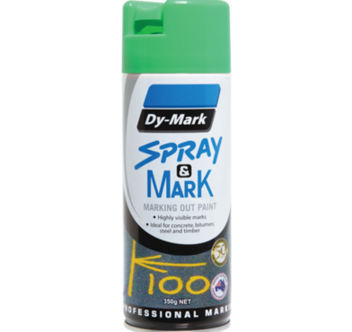 SPRAY & MARK, FLUORO GREEN, MARKING OUT PAINT, DY-MARK, 350GMS