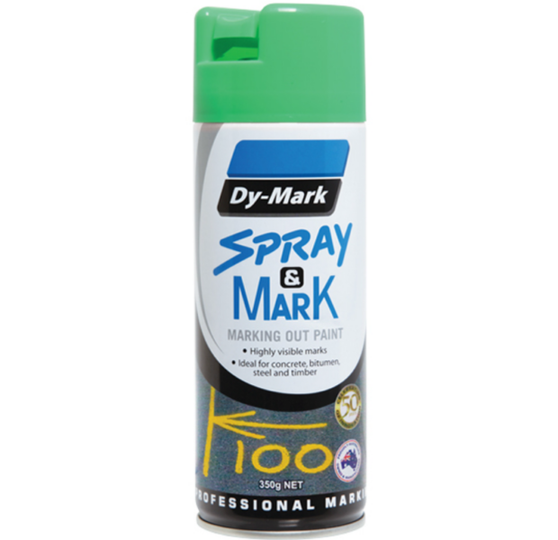 SPRAY & MARK, FLUORO GREEN, MARKING OUT PAINT, DY-MARK, 350GMS