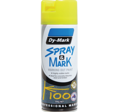 SPRAY & MARK, FLUORO YELLOW, MARKING OUT PAINT, DY-MARK, 350GMS