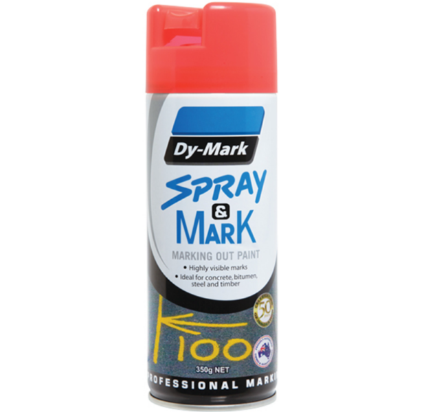 SPRAY & MARK, FLUORO ORANGE, MARKING OUT PAINT, DY-MARK, 350GMS