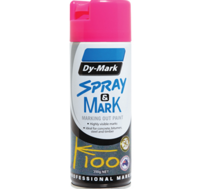 SPRAY & MARK, FLUORO PINK, MARKING OUT PAINT, DY-MARK, 350GMS