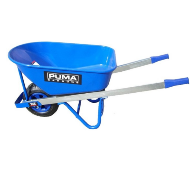 WHEEL BARROW, BLUE, STEEL TRAY, STANDARD WHEEL