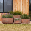 GRAYSON TROUGH POT, RUST, MEDIUM, 60X30X30CM