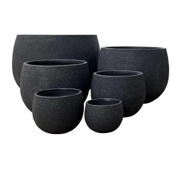 MEGA BELLY POT, BLACK STONE, XSMALL, 27X20CM